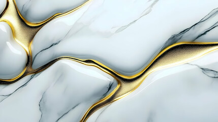 Sticker - Abstract Gold and White Marble Background