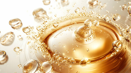 Wall Mural - Golden Liquid Droplets and Bubbles Abstract Background