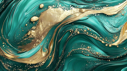 Sticker - Abstract Background of Swirling Green and Gold