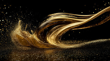 Poster - Golden Liquid Swirling Abstract Background