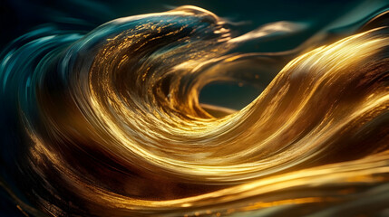 Canvas Print - Abstract Gold and Teal Swirling Background