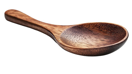 Wall Mural - Handcrafted wooden spoon highlighting its rich texture against a white background