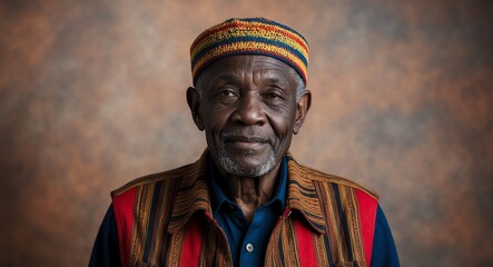 african elderly man retro vintage bright background wearing fashion portrait