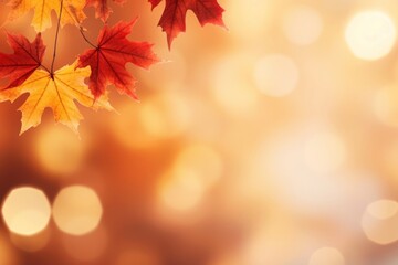 Poster - Red and yellow maple leaves backgrounds sunlight autumn.