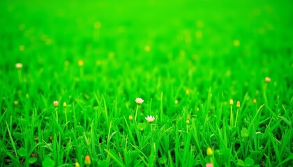 Sticker -  Vibrant green field with delicate wildflowers