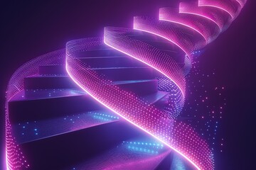Wall Mural - abstract geometric neon background, glowing spiral line, simple helix. minimalist wallpaper
