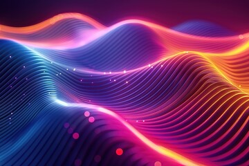 Wall Mural - abstract neon background with colorful wavy line glowing with colorful gradient in ultraviolet spect