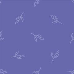 Wall Mural - Purple seamless pattern with purple flower leaves