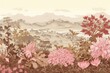 © Rawpixel.com - Oriental toile art style with natural color flower field landscape outdoors plant.