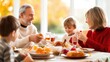 © spacenomads - A Joyful Family Gathering Around a Festive Dinner Table Filled with Delicious Food and Laughter