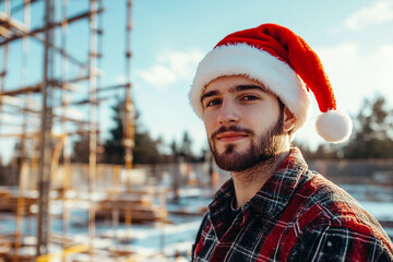 Ai generated photo of young person employee worker at corporate party new year celebration