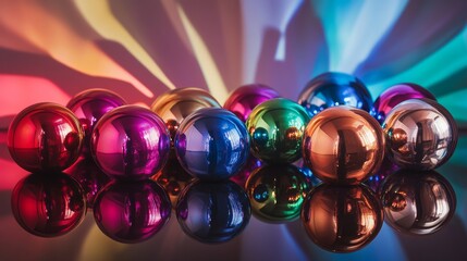 Sticker - Colorful christmas ornaments reflecting festive lights creating a magical atmosphere