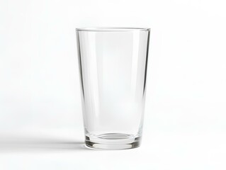 Tall empty glass on white background.