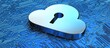 © Fana Art - A silver cloud with a keyhole sits on a blue circuit board, representing secure cloud computing.