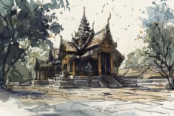 Temple in Thailand in style pen city art architecture.