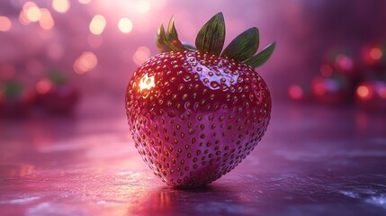 Wall Mural - Ripe juicy strawberry standing on table romantic atmosphere