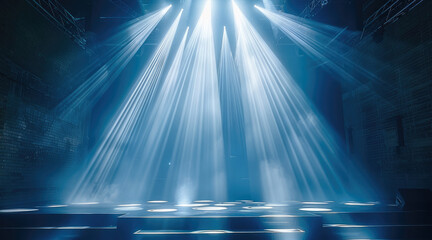 Poster - Stage Spotlight with Laser rays. concert lighting background.