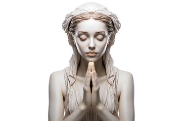 Poster - Woman praying hands sculpture statue portrait.