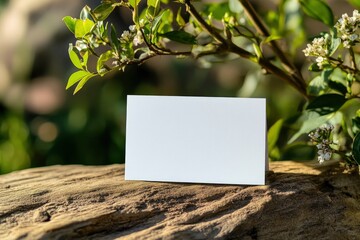 business card mock up with background nature, this can be mock up for business card when need to display of business card design with generative ai