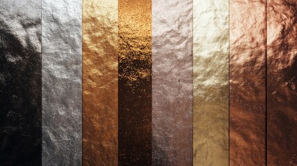 2410 47.A gradient background collection featuring shiny metallic tones in rose gold, silver, bronze, and copper, each foil texture carefully designed to reflect light and create a polished effect