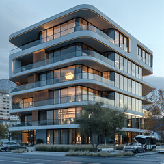 Leinwandbilder - A modern 6-story sustainable residential building.
