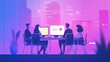 © Charoen - virtual business team, remote professionals collaborating through digital tools in a virtual business meeting illustrations
