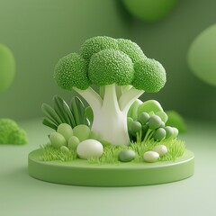 Sticker - Broccoli Tree 3D Render.