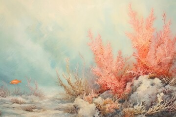 Wall Mural - Coral under sea painting backgrounds underwater.