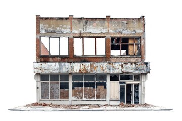 Wall Mural - Commercial building destroyed building window - broken home damage.