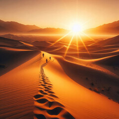 Wall Mural - footprints in the sand dunes