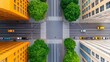 © Panupan - Aerial View of City Intersection with Crosswalk and Traffic