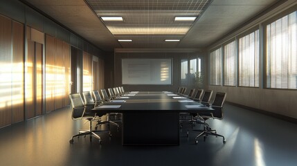 Modern Corporate Meeting Room with Large Conference Table