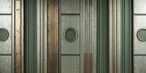 Wall Mural - Green and Gold Metallic Wall Panels