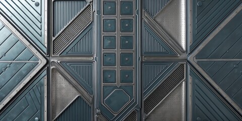 Wall Mural - Industrial Metallic Panel with Geometric Shapes and Details