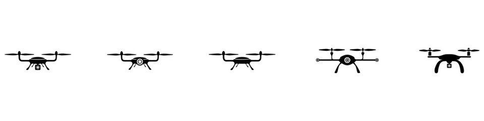 Drone, Quadrocopter icon set. Technology devices set. Drone silhouette icon. Vector Illustration. Vector Graphic. EPS 10