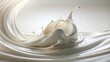 © chaiwat - Extreme close-up shot of white cream fluid flowing on white and cream background