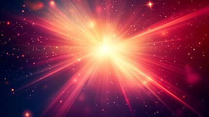 Wall Mural - a bright burst of light explodes outwards, illuminating the dark starry space around it.