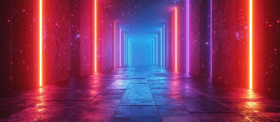 Canvas Print - Neon Lights Tunnel