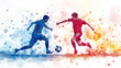 © Ema - Colorful watercolor painting of soccer players are fighting for the ball