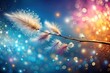 © chaiwat - Fluffy flying branch and shiny particles against colored background