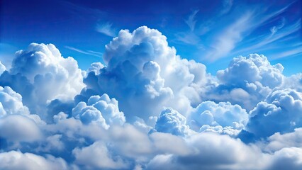 Fluffy white clouds in a macro cloudscape background