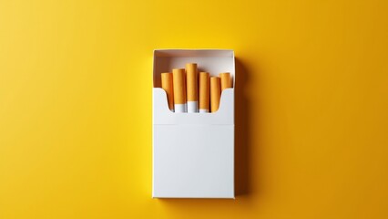 cigarettes pack yellow background. High quality