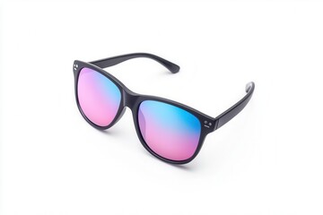 Stylish black sunglasses with gradient lenses on a white isolate background.