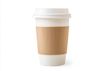 Takeaway coffee cup with lid, isolated on white background.