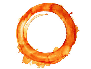 Wall Mural - orange watercolor stain in ring shape isolated on white or transparent png