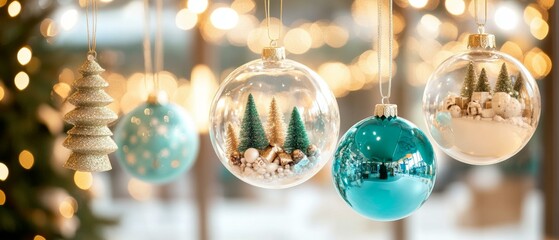 Christmas ornaments hanging on tree