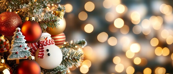 Festive Christmas tree adorned with ornaments and lights