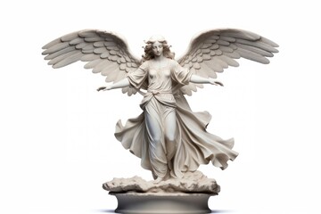 Canvas Print - Angel statue white white background.