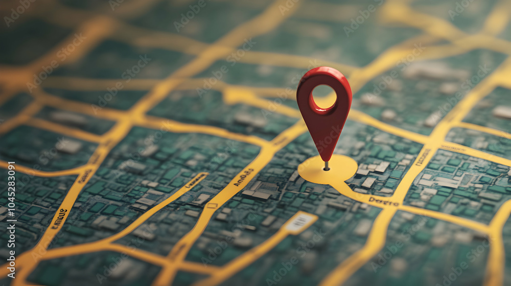 Simple Digital Map Illustration Featuring a Single Location Pin on a ...