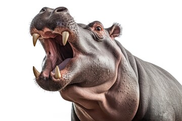 Sticker - Hippopotamus open mouth wildlife animal mammal.